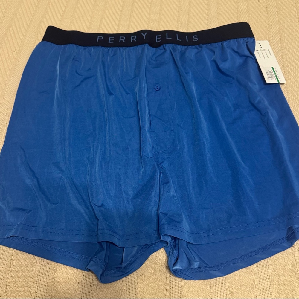 Perry Ellis Blue Satin Luxe Boxers